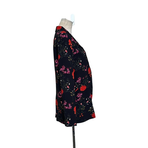 Cynthia Rowley black red floral long sleeves open front blazer jacket size XS - Picture 9 of 11